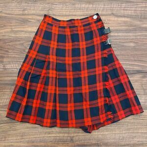 Florence Walsh Red Tartan Plaid Wrap A Line Skirt Skort Size 4/26 Vintage